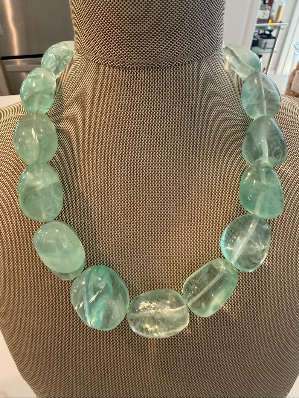 Rare and natural green fluorite Statement Necklace